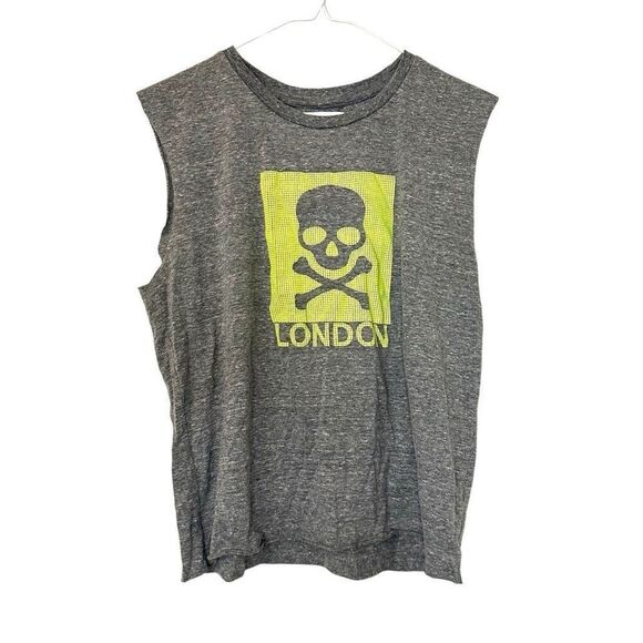 Soul Cycle London Skull Print Heather Crew Neck Muscle Tank Top Gray Medium - Picture 1 of 5